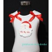 Christmas Santa Claus White Tank Top with Red Ribbon and Ruffles TW62 