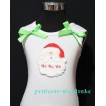 Christmas Santa Claus White Tank Top with Light Green Ribbon and Ruffles TW63 
