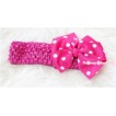 Optional Headband with Hot Pink White Polka Dots Silk Bow H247 