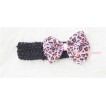 Optional Headband with Light Pink Leopard Silk Bow H248 