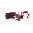 Optional Headband with Brown Light Pink Silk Bow H253 