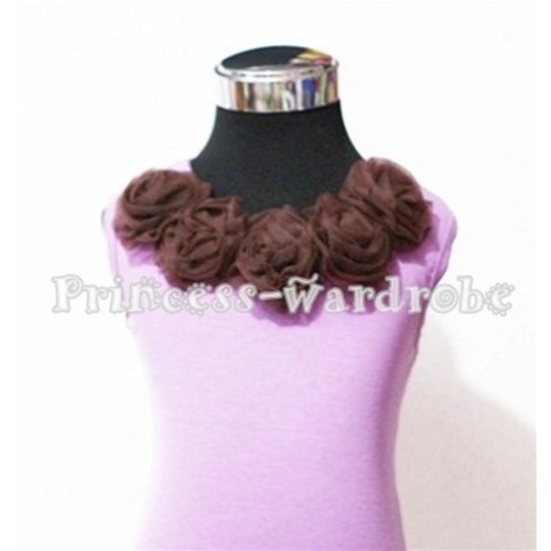 Lavender Tank Tops with Brown Rosettes TN111 