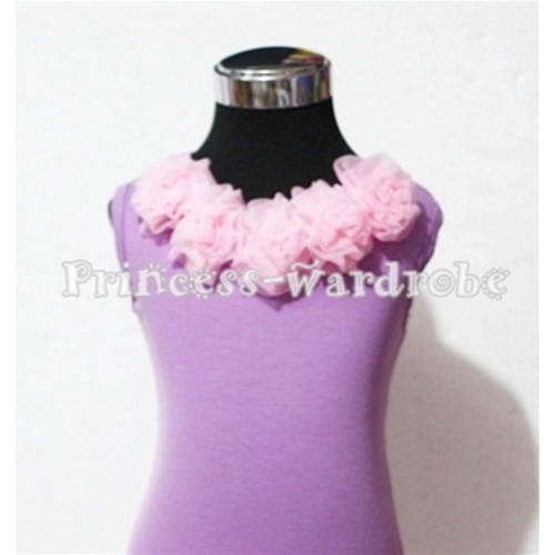 Lavender Tank Tops with Light Pink Rosettes TN112 