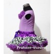 Dark Purple Zebra Pettiskirt with Matching Dark Purple Rosettes Purple Tank Top MN24 