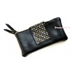 Black Round Pearl Zipper Clutch Handbag Purse Wallet CB99 
