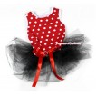 Minnie Polka Dots Sleeveless Black Gauze Skirt With Red Rhinestone Bow Pet Dress DC031 