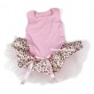 Light Pink Sleeveless Light Pink Leopard Gauze Skirt With Light Pink Rhinestone Bow Pet Dress DC035 