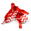 Xmas Red White Wave Crib Shoes With Red Ribbon S588 
