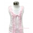 White Tank Top with Long Light Pink Ruffles and Light Pink Giant Bow TB425 