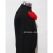 Black Long Sleeves Tops with Red Rosettes TB23 