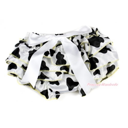 Yellow Milk Cow Satin Layer Panties Bloomers With White Big Bow BC176 
