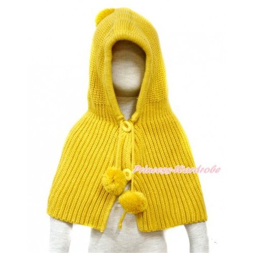 Yellow One Piece Warm Knit Wrap Shawl Cloak Cape Overcoat C188 
