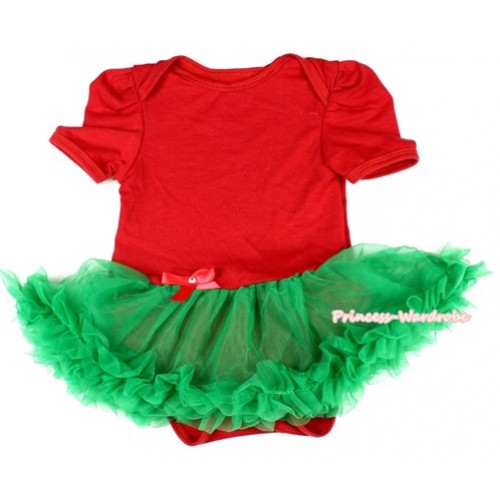 Xmas Red Baby Bodysuit Jumpsuit Kelly Green Pettiskirt JS1547 