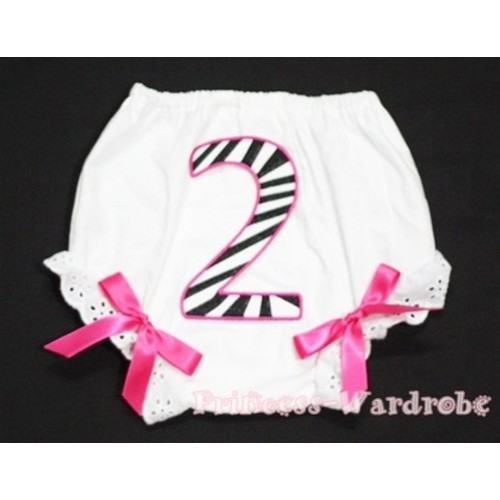 2nd Hot Pink Zebra Birthday Number Panties Bloomers with Hot Pink Bow BC69 
