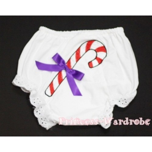 White Bloomers & Christmas Stick & Purple Bow BC81 