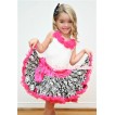 White Tank Tops with Hot Pink Rosettes & Hot Pink Damask Pettiskirt MG084 