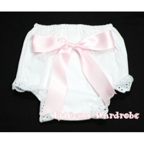 White Bloomers & Light Pink Big Bow BC91 