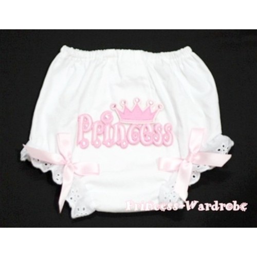 White Bloomers & Princess Logo & Light Pink Bows BC98 