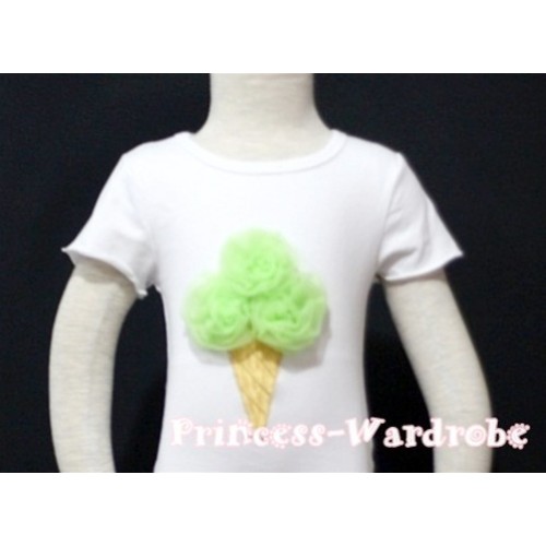 Lime Green Ice Cream White Short Sleeves Top T77 