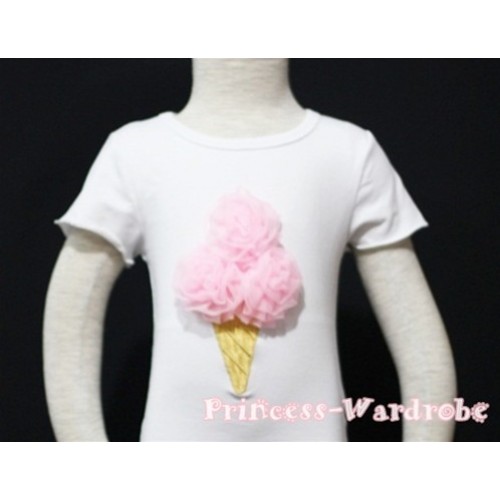 Light Pink Ice Cream White Short Sleeves Top T80 