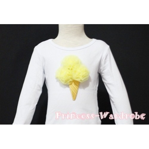 Yellow Ice Cream White Long Sleeves Top T118 