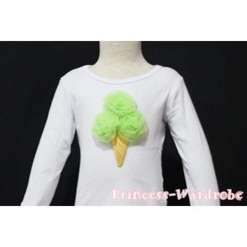 Lime Green Ice Cream White Long Sleeves Top T119 