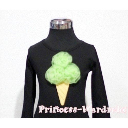Lime Green Ice Cream Cake Black Long Sleeves Top T184 