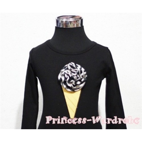 Zebra Ice Cream Black Long Sleeves Top T196 