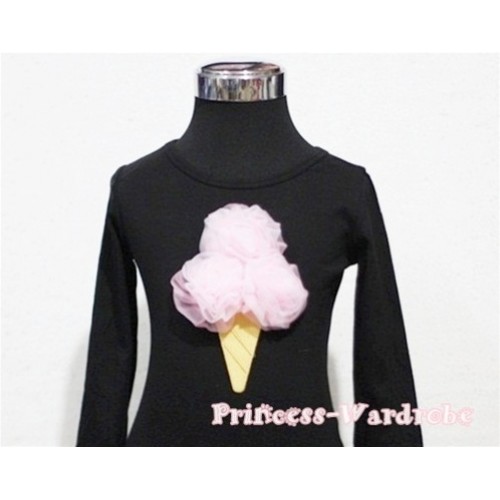 Light Pink White Mixed Ice Cream Black Long Sleeves Top T201 
