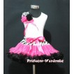 Zebra Hot Pink Black Print Pettiskirt with a Bunch of Zebra Hot Pink Black Rosettes and Hot Pink Bow White Top MW41 