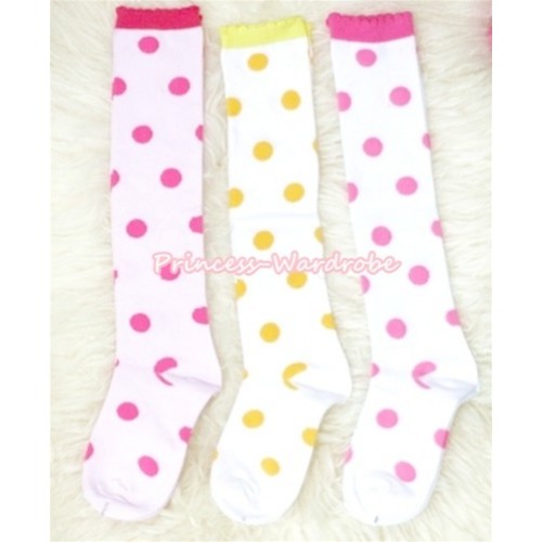 Lot 3 Pairs Polka Dots Cotton Stocking Sock SK83 