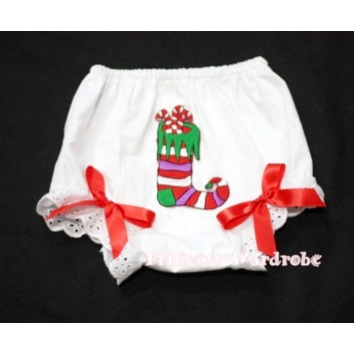 Christmas Sock Panties Bloomers with Red Bow BC99 