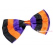 Halloween Dark Purple Orange Black Striped Satin Bow Hair Clip H721 