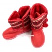 Xmas Hot Red Black White Snowflake Print Red Ball Mid Calf Warm Children Boot SB35 