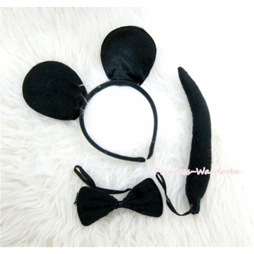 Mouse 3 Piece Set in Ear Headband, Tie, Tail PC014 