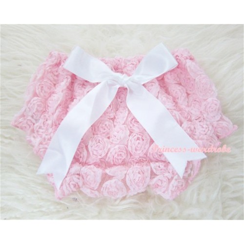 Light Pink Romantic Rose Panties Bloomers With White Bow BR26 