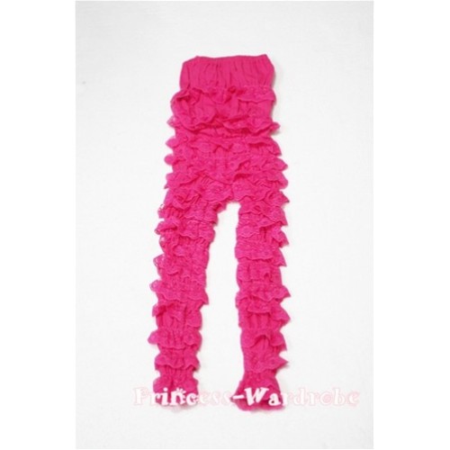 Long Sleeve Hot Pink Lace Ruffles Petti Romper LR28 