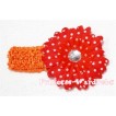 Red White Polka Dot Crystal Daisy Hair Clip with Match Headband F16 