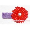 Red White Polka Dot Crystal Daisy Hair Clip with Match Headband F16 