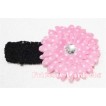 Light Pink White Polka Dot Crystal Daisy Hair Clip with Match Headband F18 