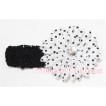 White Black Polka Dot Crystal Daisy Hair Clip with Match Headband F19 