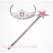 Noble Light Pink Crystal Star Wand with Crystal Crown Set H171 