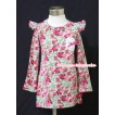Hot Pink Floral Fusion Long Sleeve Party Dress PD019 