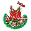 Xmas Minnie Dots Baby Pettitop with Christmas Stick Print & Minnie Dots Bow with Red White Green Wave Ruffles & Kelly Green Bow with Red White Green Wave Newborn Pettiskirt BG084 