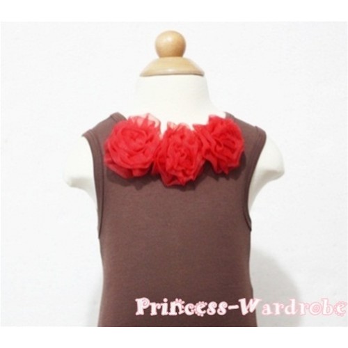 Brown Baby Pettitop & Red Rosettes NT64 