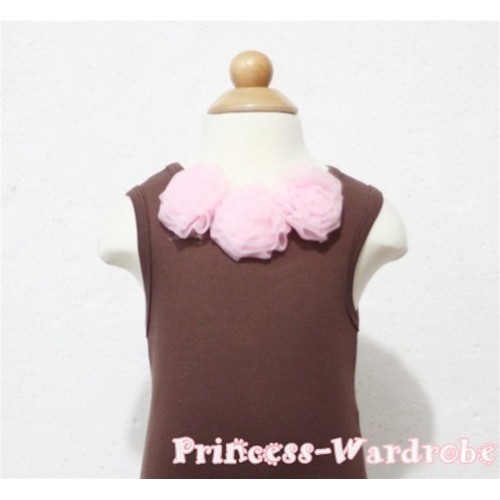 Brown Baby Pettitop & Light Pink Rosettes NT77 