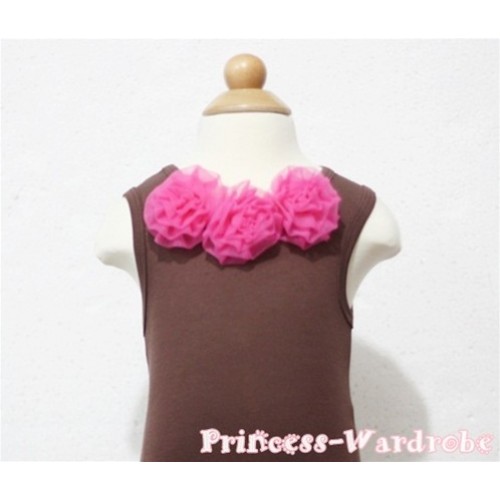 Brown Baby Pettitop & Hot Pink Rosettes NT78 