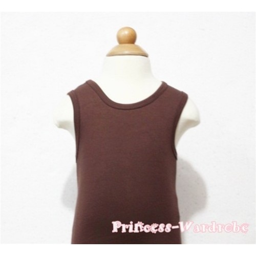 Plain Style Brown Baby Tank Top NT79 