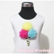 Yellow Hot Pink Light Blue Ice Cream White Tank Top with Zebra Ruffles and Hot Pink Ribbon TB118 