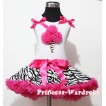 Hot Pink Zebra Pettiskirt With Hot Pink Rosettes Zebra Ice Cream White Tank Top with Zebra Ruffles&Hot Pink Bow MT07 